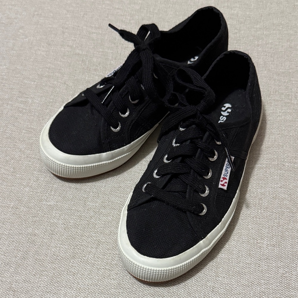 Almost New Superga Sneakers-Black Canvas-Euro Sz 35/US 3.5-Kids Sz